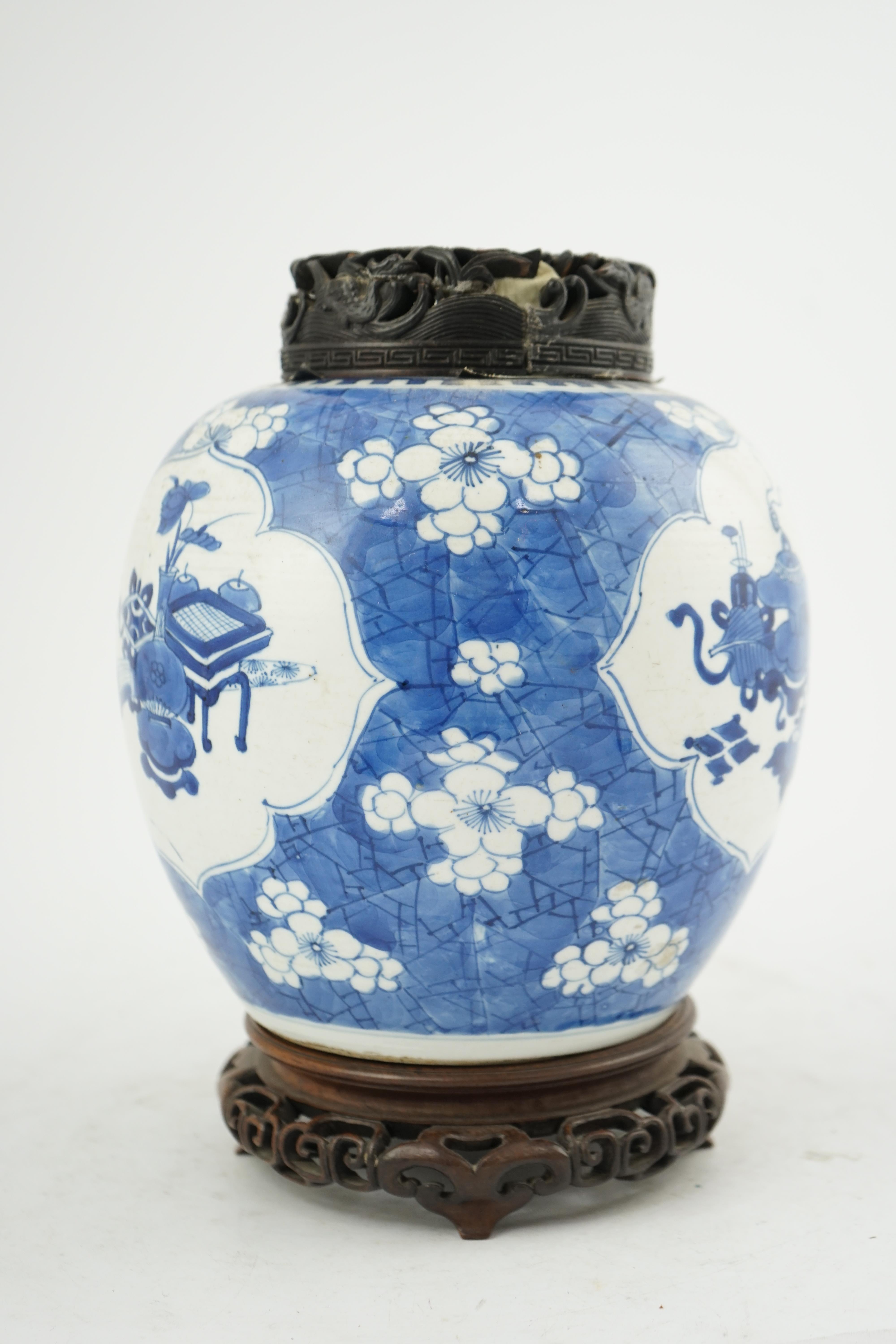 A Chinese blue and white ovoid jar, Kangxi period (1662-1722)